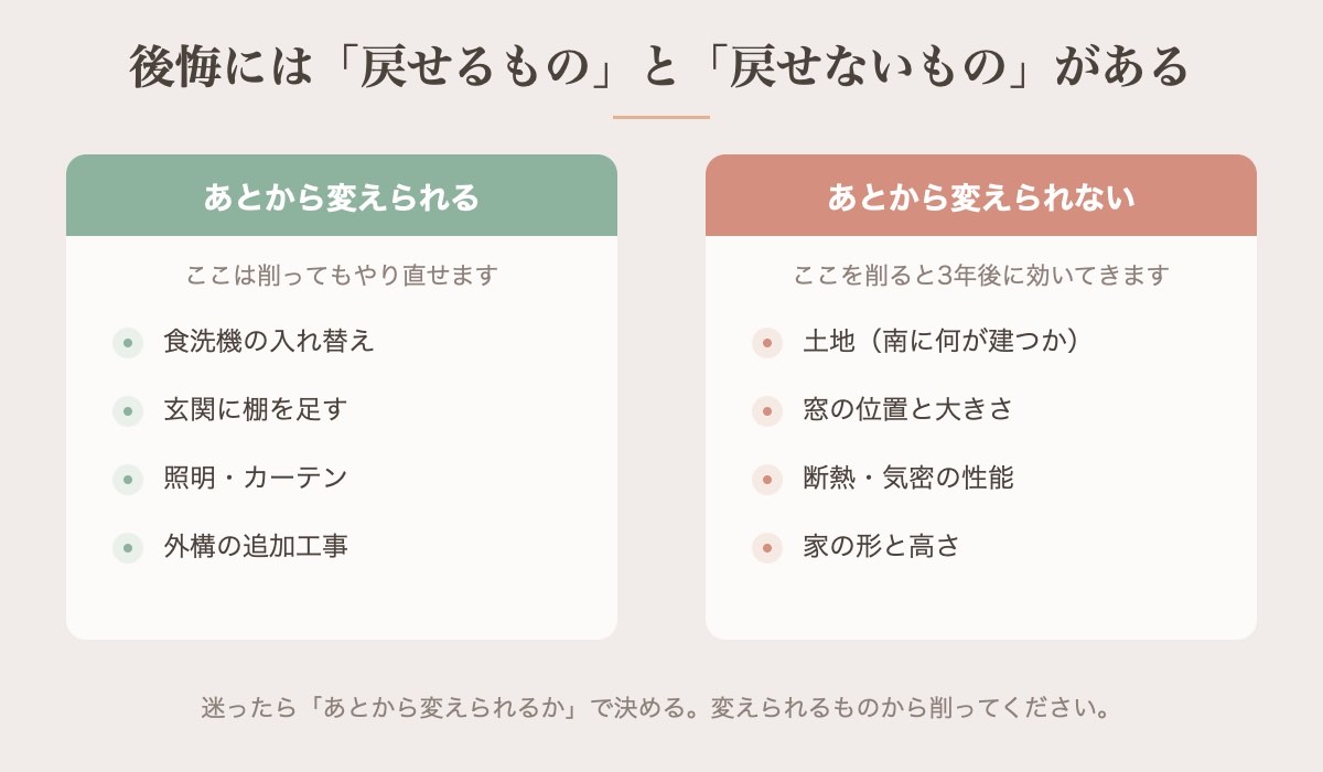あとから変えられる後悔と、変えられない後悔を分けた図解