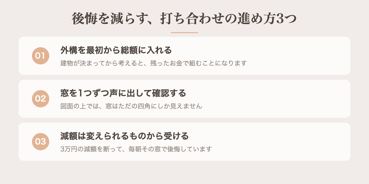 後悔を減らす打ち合わせの進め方3つ